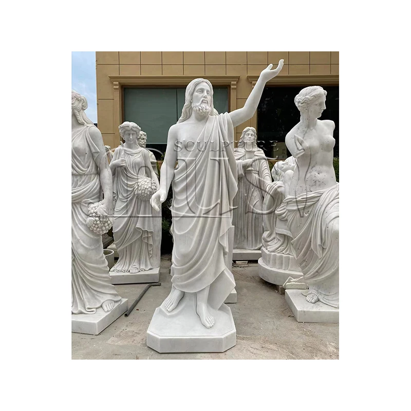 Популярный дизайн, украшение для сада, религиозная статуя Иисуса из белого мрамора Guangxi в натуральную величину