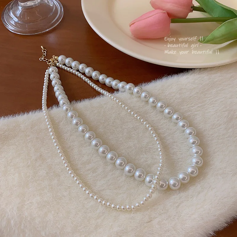 Hot sales in 2023 luxury fashion personalized double layer pearl fine jewelry necklaces