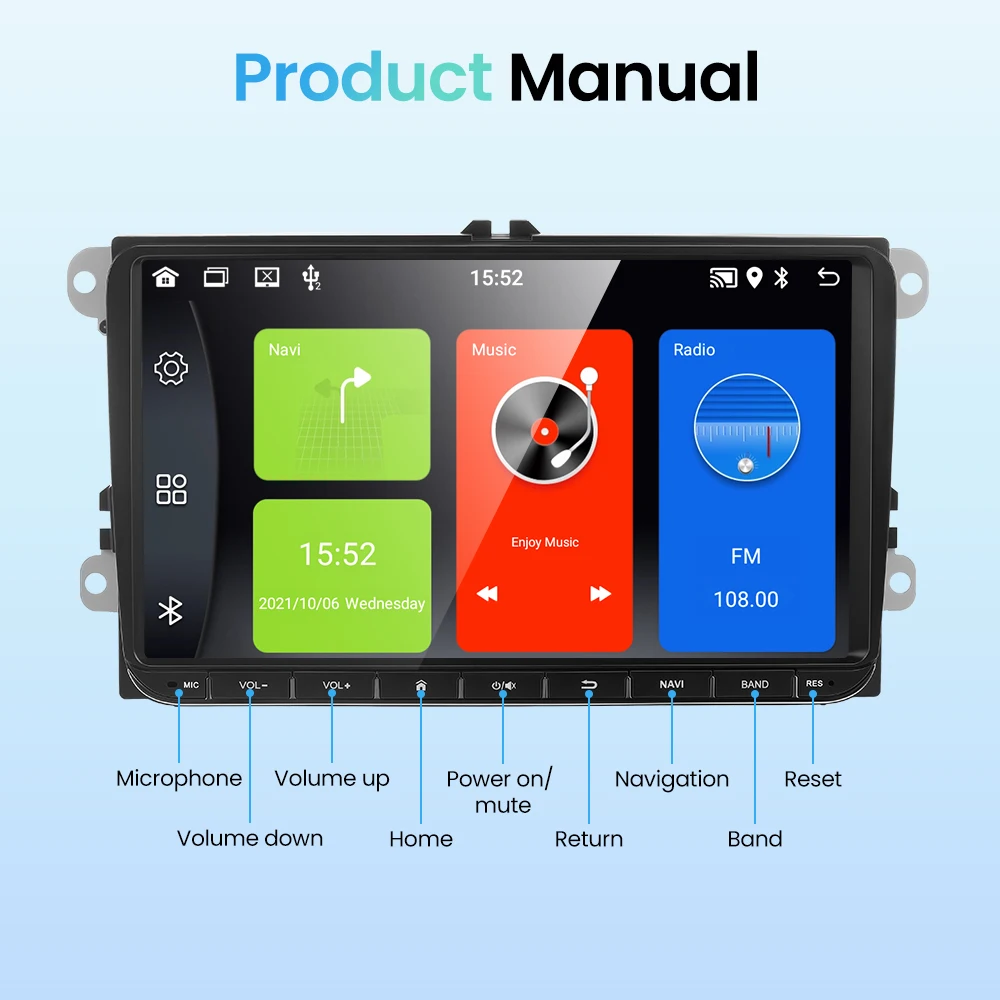 Multimedia Player 2 Din Android Car Radio GPS Wifi Carplay Autoradio for Volkswagen Golf 5 6 Passat B6 B7 Skoda Polo Jetta