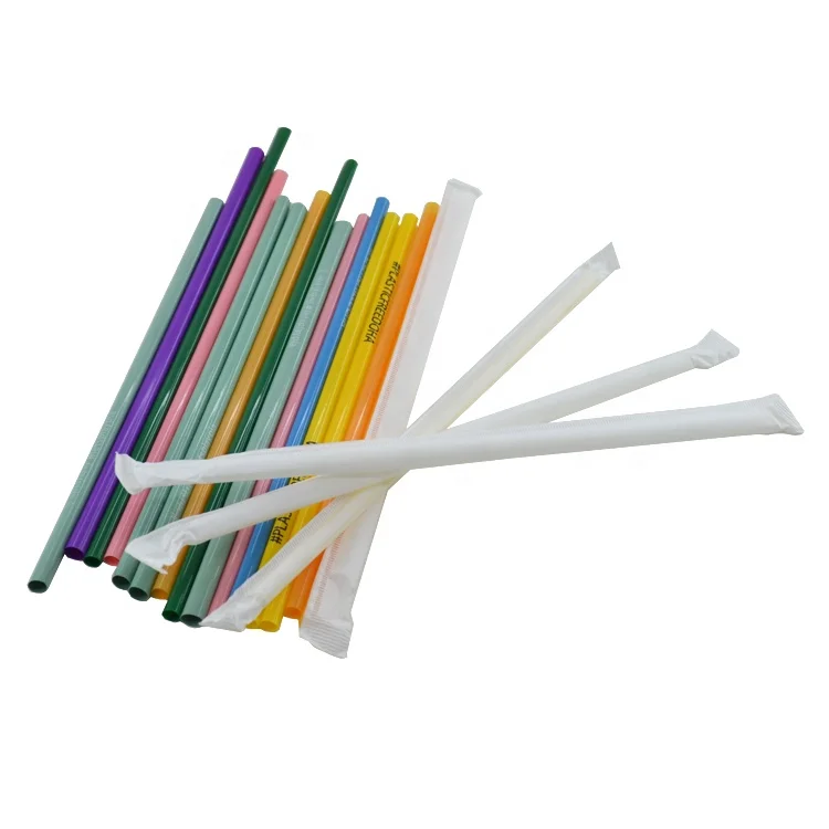 Single wrap PLA straw eco straw with biodegradable packaging 3mm 5mm 6mm 8mm 10mm 12mm