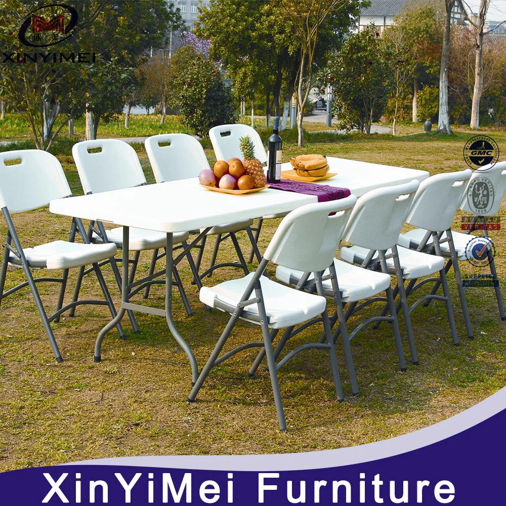 Hot Sale Party Event Dining White HDPE Folding Blow Mould Table