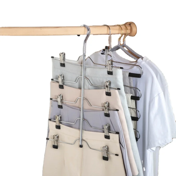 Семья 5 ярусов юбка брюки вешалка для одежды металлическая складная пальто стеллаж для хранения шкаф для хранения бытовой организовать