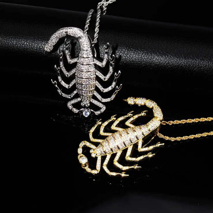 Fashion trendy style hiphop singer copper rapper scorpion pendant necklace