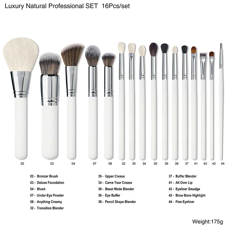 Hot Sale 5/8/12/15/24pcs Fashion Foundation Eyebrow Eyelash Makeup Brush White Wood Handle Private Label Makeup Brush Set