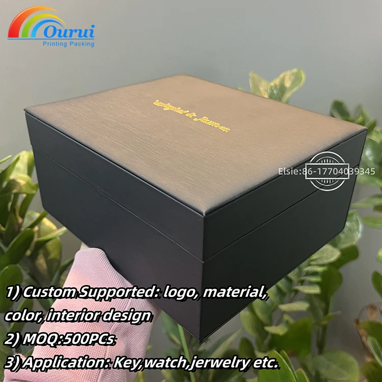 Custom Logo Red PU Gift Packaging Box with Hard EVA/Foam for Key Business Cards Perfume Watch Box