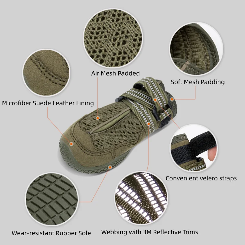 Winhye Waterproof Windproof Dog Boots Soft Mesh Design Comfortable Durable Pet Outdoor Shoes Sports Shoes Solid 10pcs Stocked
