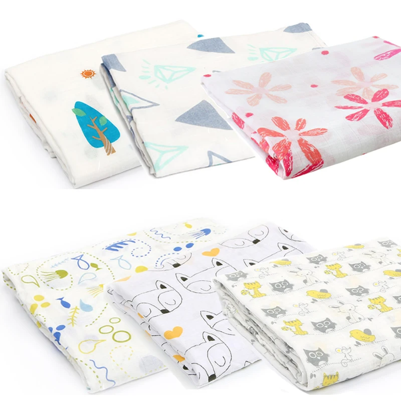 Wholesale 100% Bamboo Baby Muslin Swaddle Blankets Cotton Plain Color Print Design Manufacturer Soft Baby Muslin Swaddle Blanket