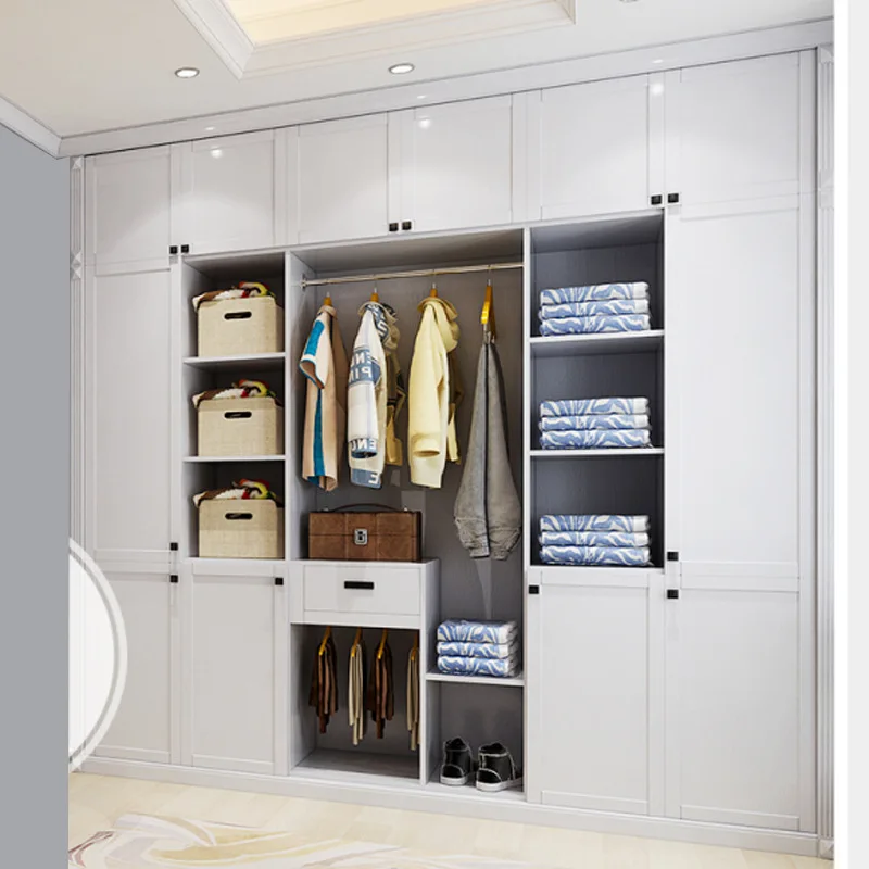 Modern new design wooden minimalist children and baby closet organizer fabric wardrobe for home kids girls