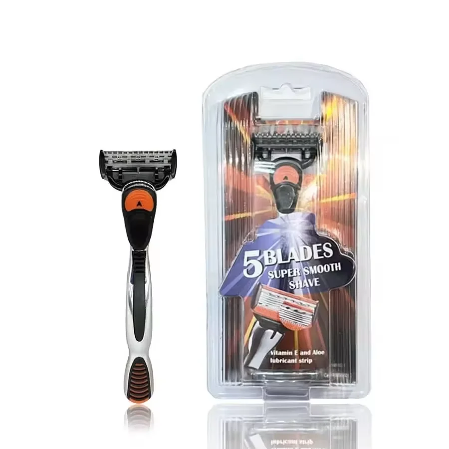OEM ASR F855 five 5 blade shaving razor blade with metal handle OEM blister card packing