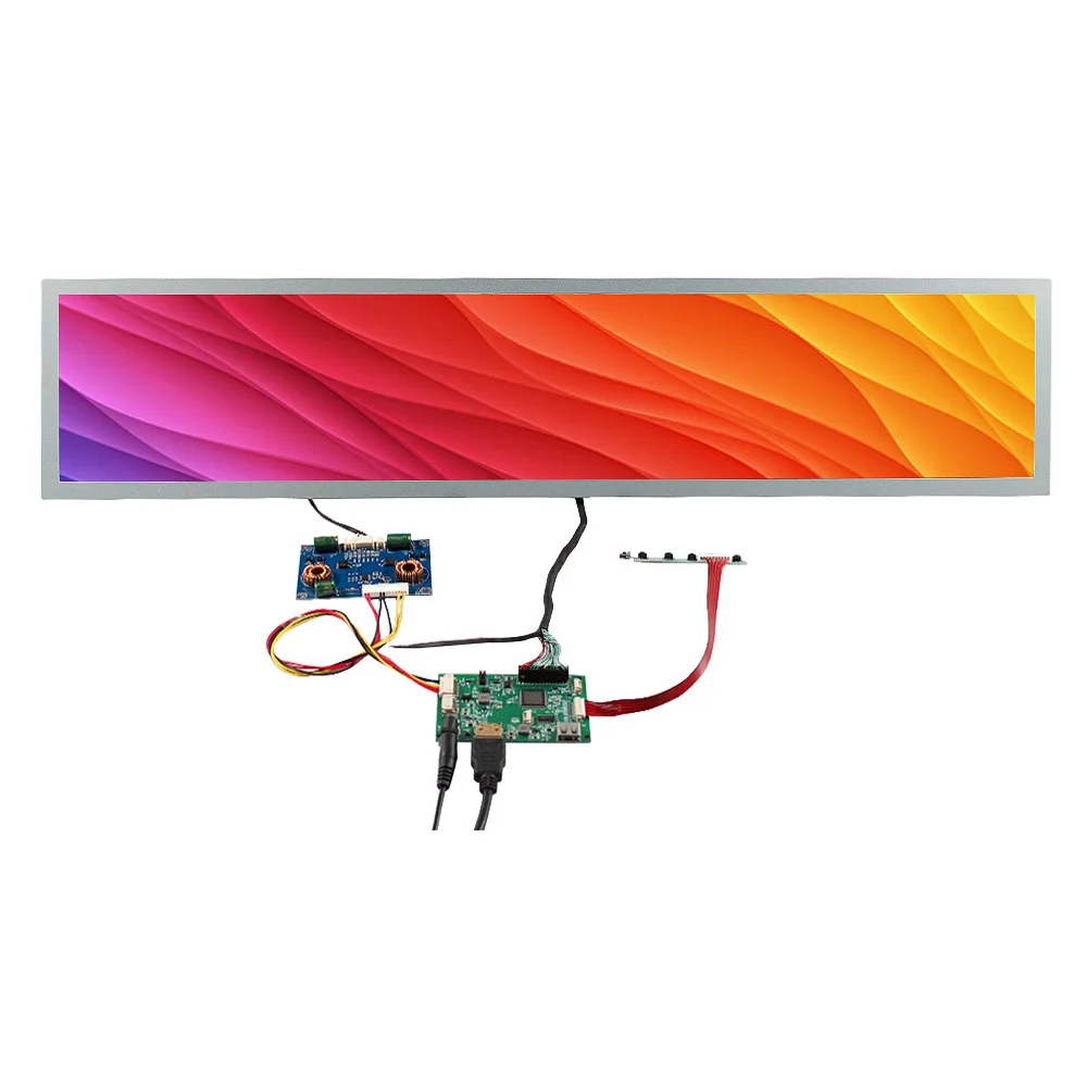 51Pin Lvds Ultrawide Lcd Digital Signage Screen Auto Playback 28Inch 1920X360 Lcd Stretched Bar Display With Hd-Mi Usb Lcd Board