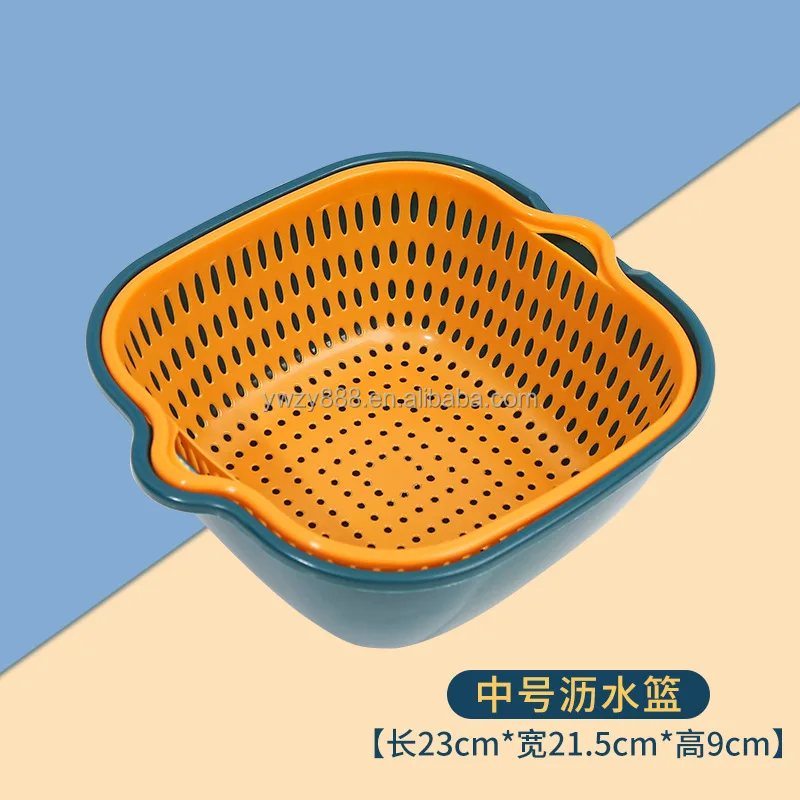 Wholesale New Product Home Kitchen Double Layer Fruit Vegetable Washing Plastic Drain Basket