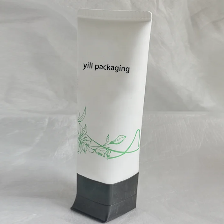 100ml white plastic PE tube skin care face wash cleanser cosmetic tube packaging with Square flip cover