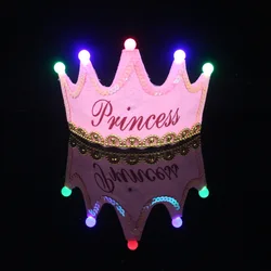 Glowing birthday Non-woven King Princess Hat Led Crown Glowing Birthday Party Hat