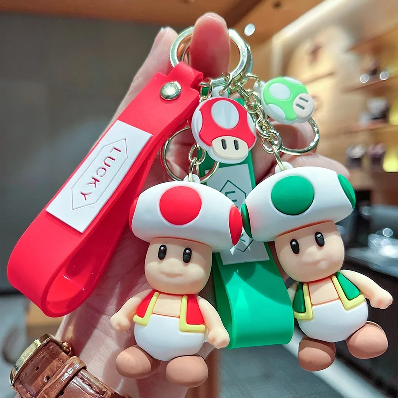 Новый дизайн, брелок для ключей, сумочка, 3D украшения, милые Мультяшные кольца для ключей, Марио, Жаба, рюкзак, кулон, оптовая продажа, праздничные подарки на день рождения