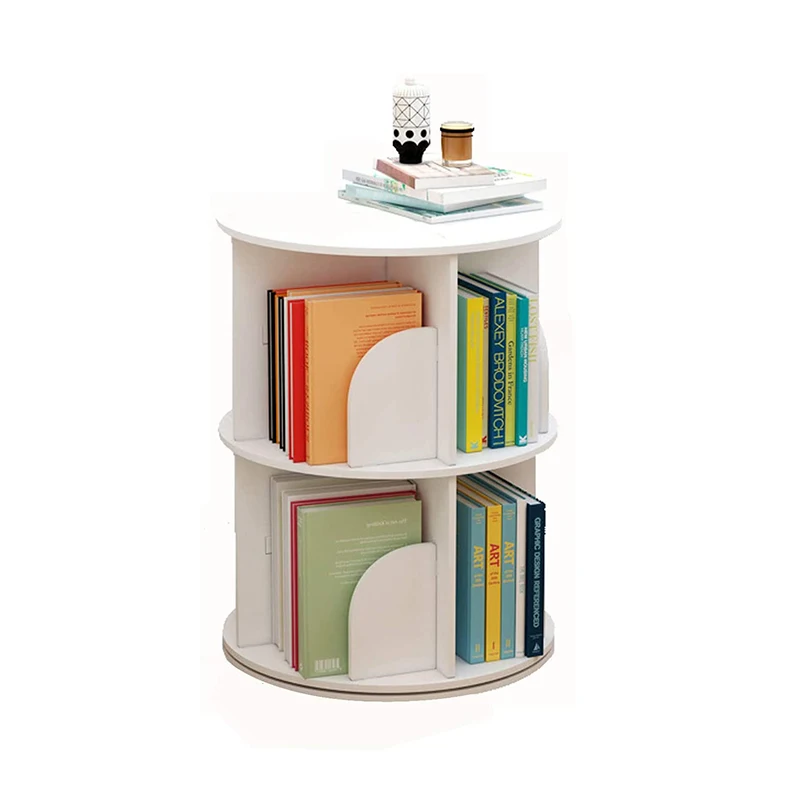2023 wood small 3 4 5 tier level book storage shelf stand creative floor 360 rotating wooden bookshelf