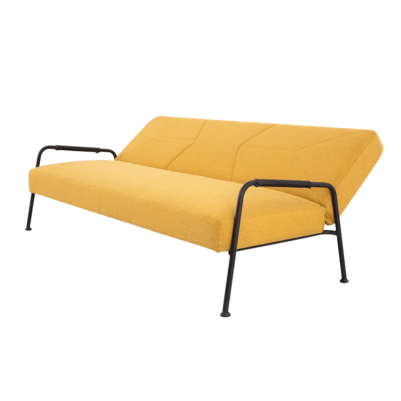 Nisco Futon, Fish Bone Quilted Memory Foam Convertible Sofa Bed and Couch, Metal frame arm, 2 invisible legs, grey