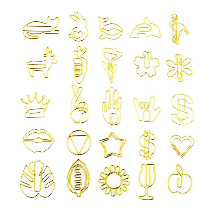 Customized Colored Cute Cat Bunny Bear Metal Bookmarks Face Flower Airplane Rhinestone Light Bulb Book Mark Paper Clip