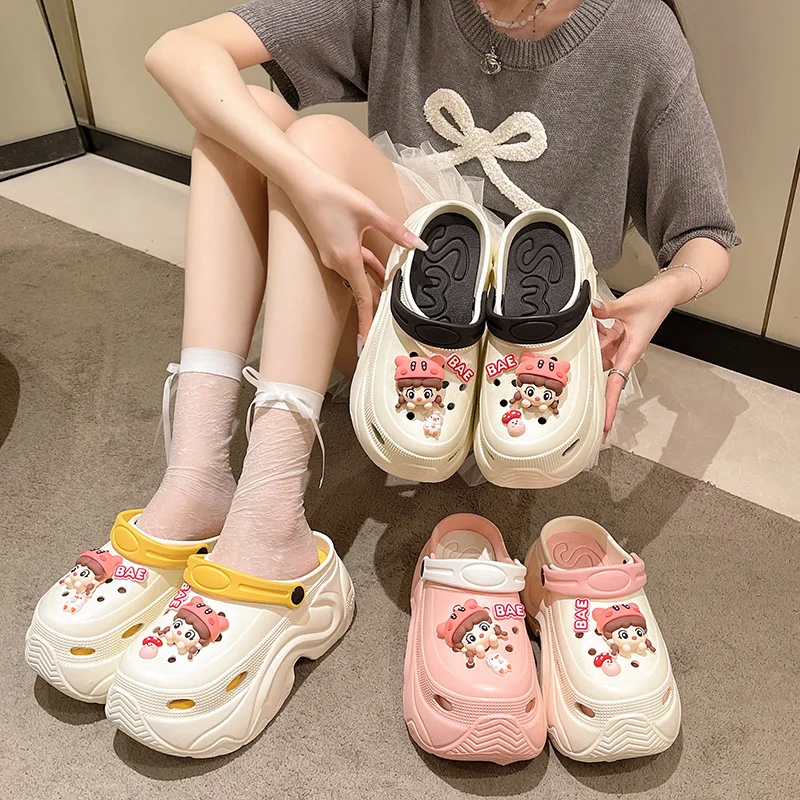 High-heeled  female summer wear thick soles increase fashion beach beach baotou non-slip sandals female