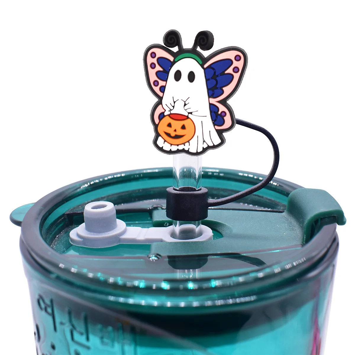 Customized Funny Halloween Cartoon Thermos Tipping Cup Dustproof Silicone Straw Cover Straw Topper Straw