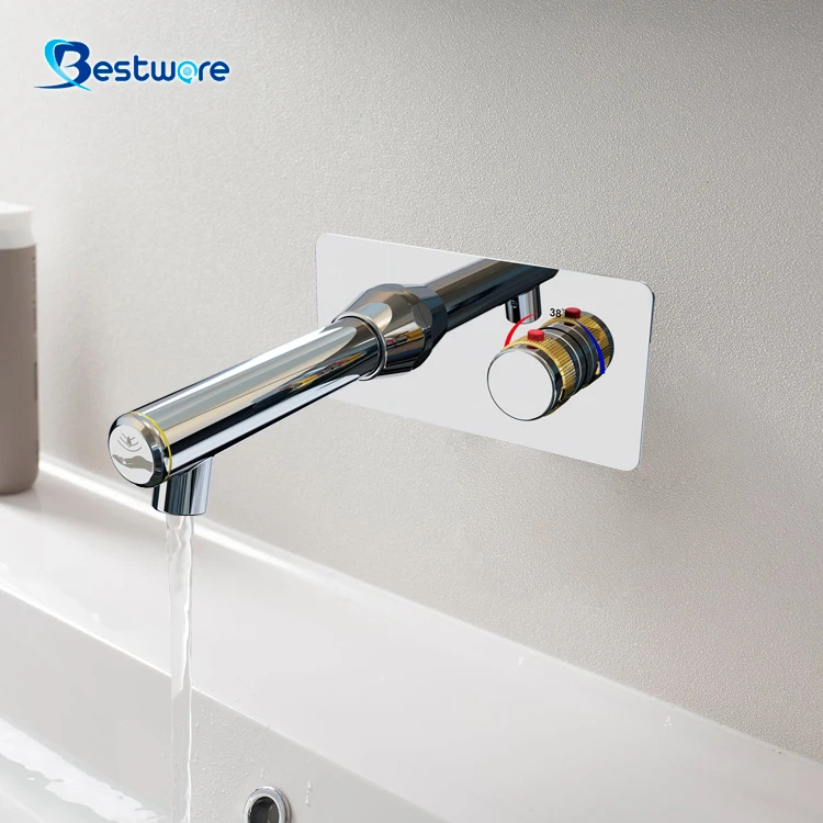 Современный Одноручный настенный кран из нержавеющей стали для ванной комнаты Бесконтактный автоматический датчик воды с одним отверстием водопроводный кран