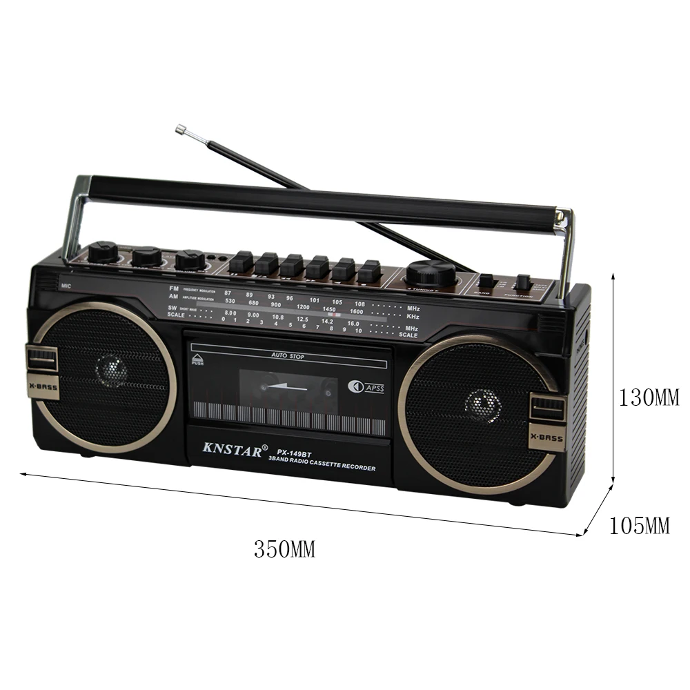 2022 double speaker cassette recorder player fm am sw radio AC DC wireless speaker PX-149BT
