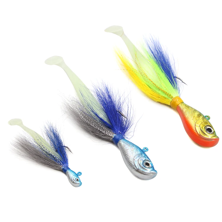 Wholesale Fishing Jig Teasers Lure Saltwater 3/4oz 21g High Quality Bucktail Jig Head