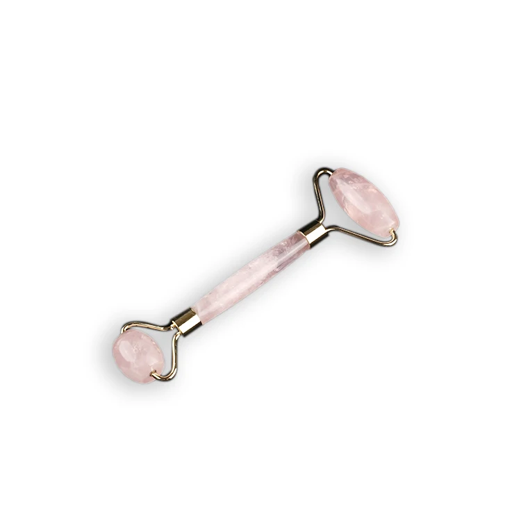 Facial Massage Tools Customized Private Label 100% Natural 2-IN-1 Rose Quartz Jade Face Roller Massager with Gift Box