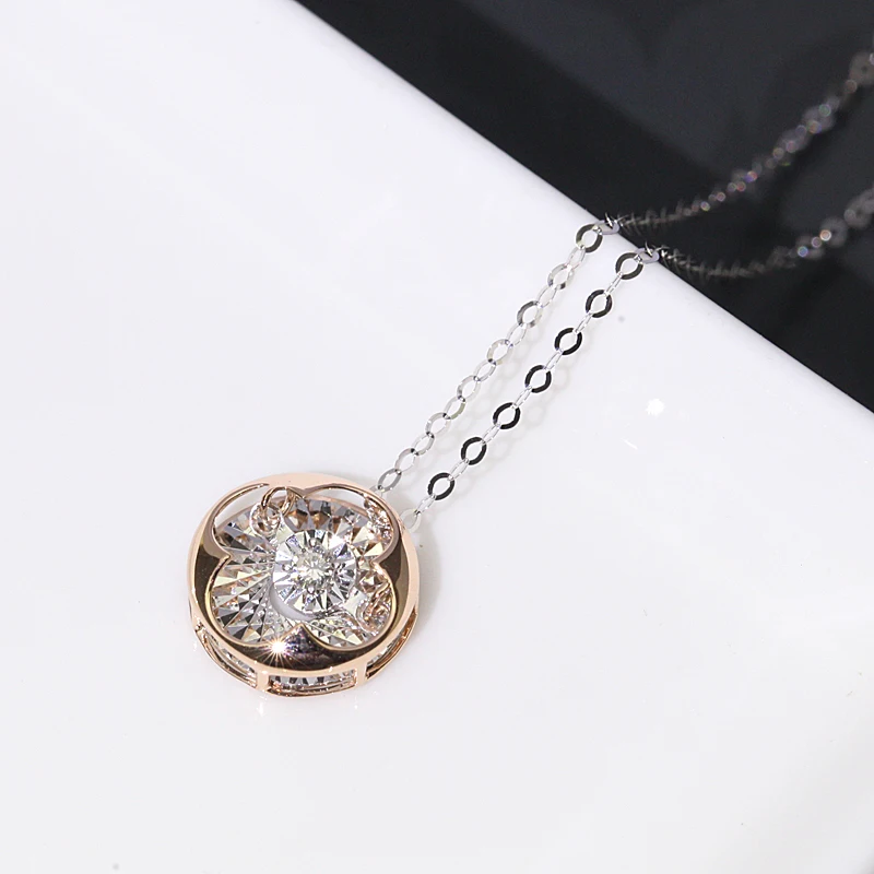 Пользовательские Платиновые минималистичные ювелирные изделия, подвески, инкрустированные цветком, Круглой бриллиантовой ожерелье