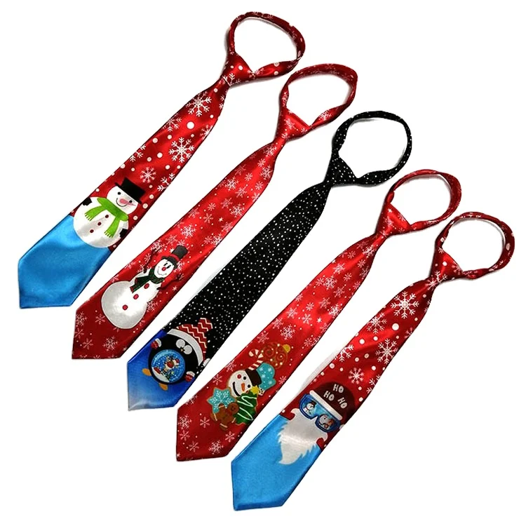 Explosive New Design Printed Tie Christmas Snowman Printed LED Luminous Christmas Tie Music Satin Necktie Santa Claus 15 Days