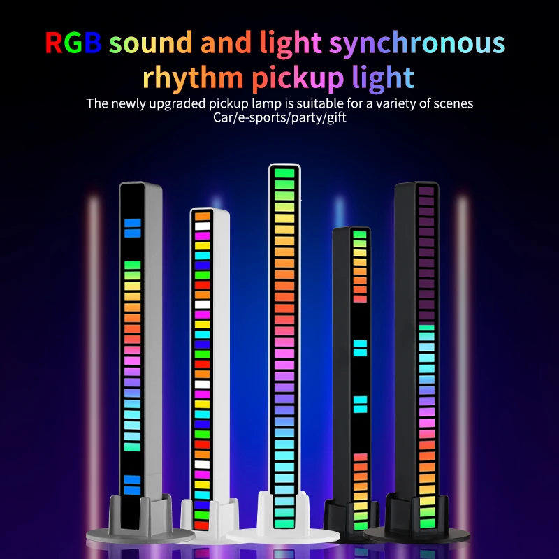 RGB Music Control Rhythm Light Colorful LED Ambient Light Voice-Activated Atmosphere Light for Gaming Room Car Desktop Party