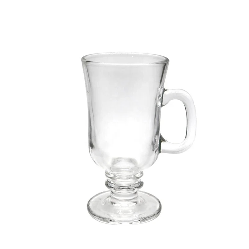 230ml Lead-Free Glass Coffee Ice Cream Cup Ireland Milk Clear Glass High Leg Water and Juice Cups
