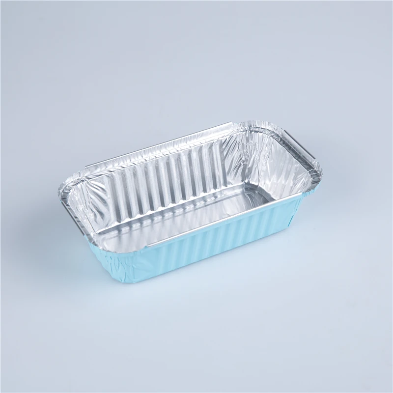 Colorful 650ml pasta spaghetti broiler packaging pan rectangle aluminum foil food box disposable take out container for catering
