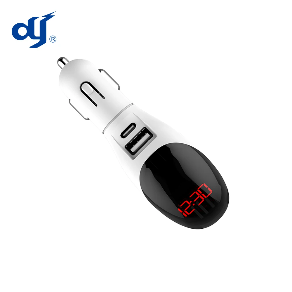 Intelligent 12V/24V 3 in 1 Plug-in Car Air Purifier with Dual USB Charger and Digital Display