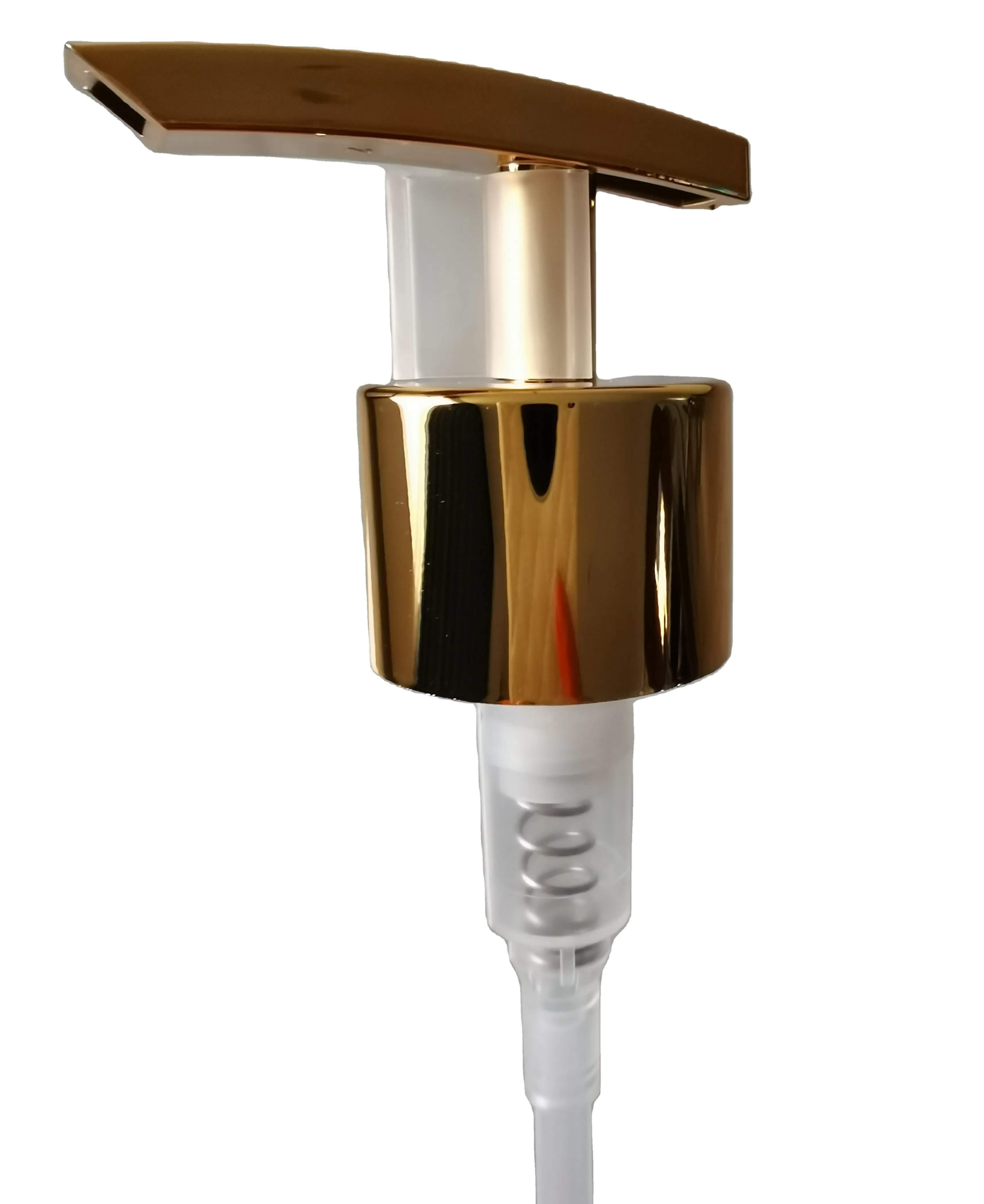2023 supply luxury UV golden silver shampoo dispenser pump 28/410 ABS lotion pump with safety clip