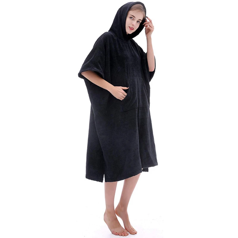 microfiber custom logo embroidery adult hooded towel surf poncho beach changing towel beach poncho