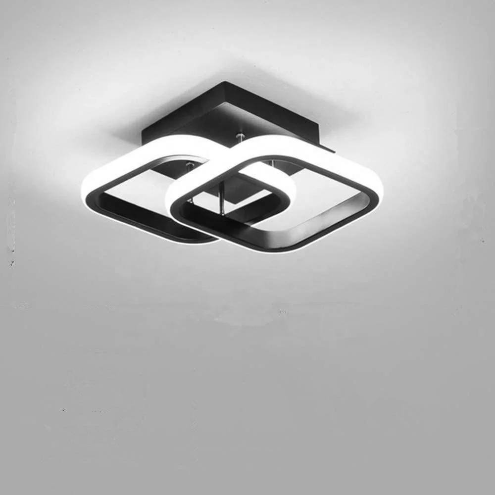 China Contemporary Home Living Room Decoration White Black Chandeliers Stair Small Square Metal Ceiling Lights