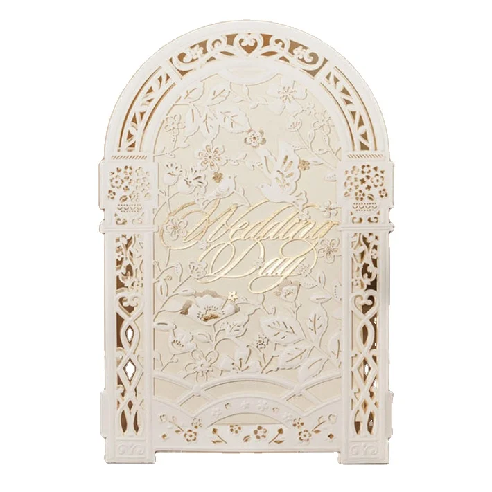 WINPSHENG shenzhen supplier elegant custom design laser cut wedding invitation gift cards