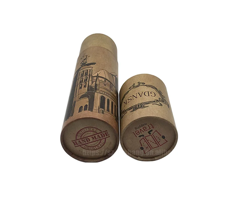 Customized Kraft Round Paper Box Full Color Printing Cosmetic Box Perfume Packaging Boxes with Silver Hot Stamping logo