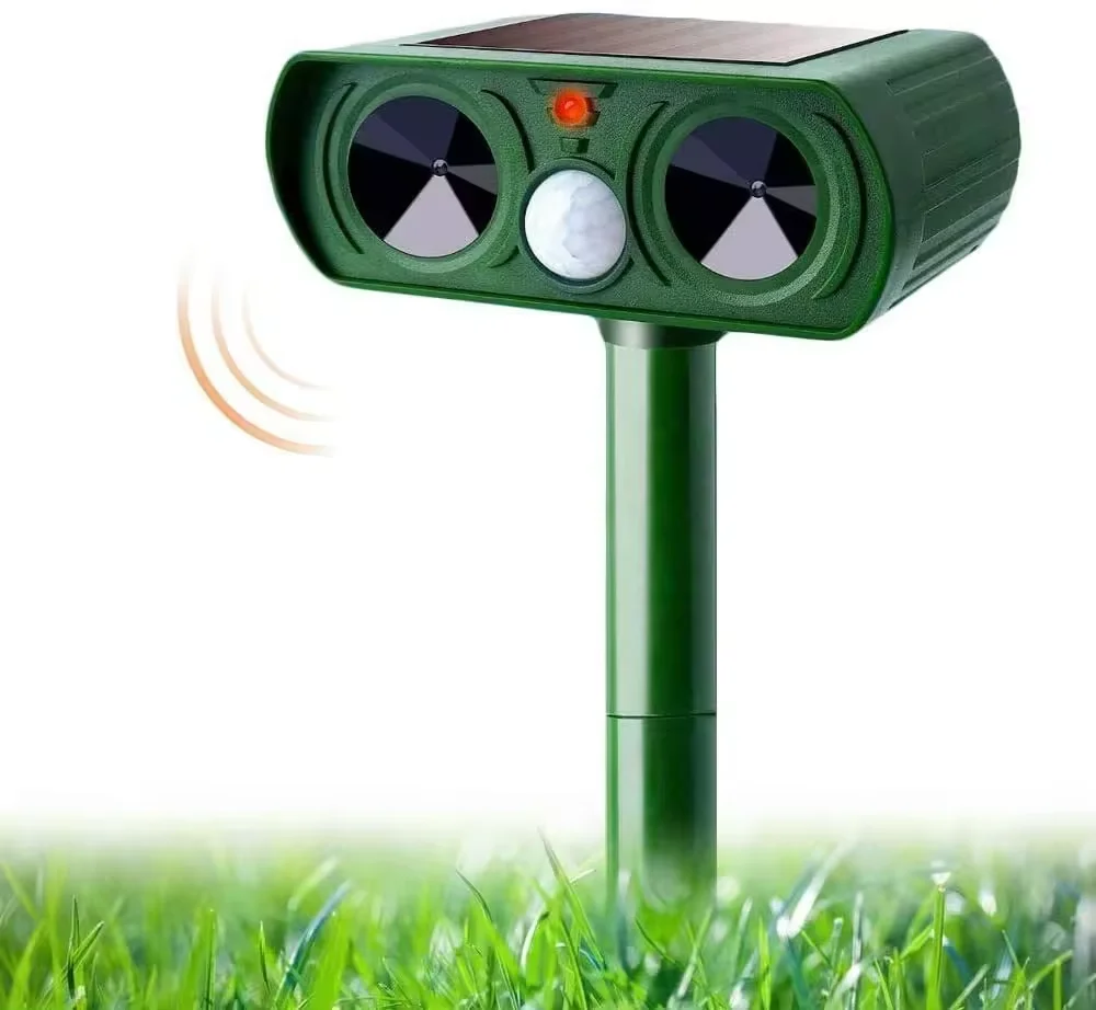 Solar Powered Ultrasonic Animal Repeller with Motion Activated Sensor for Garden Protection