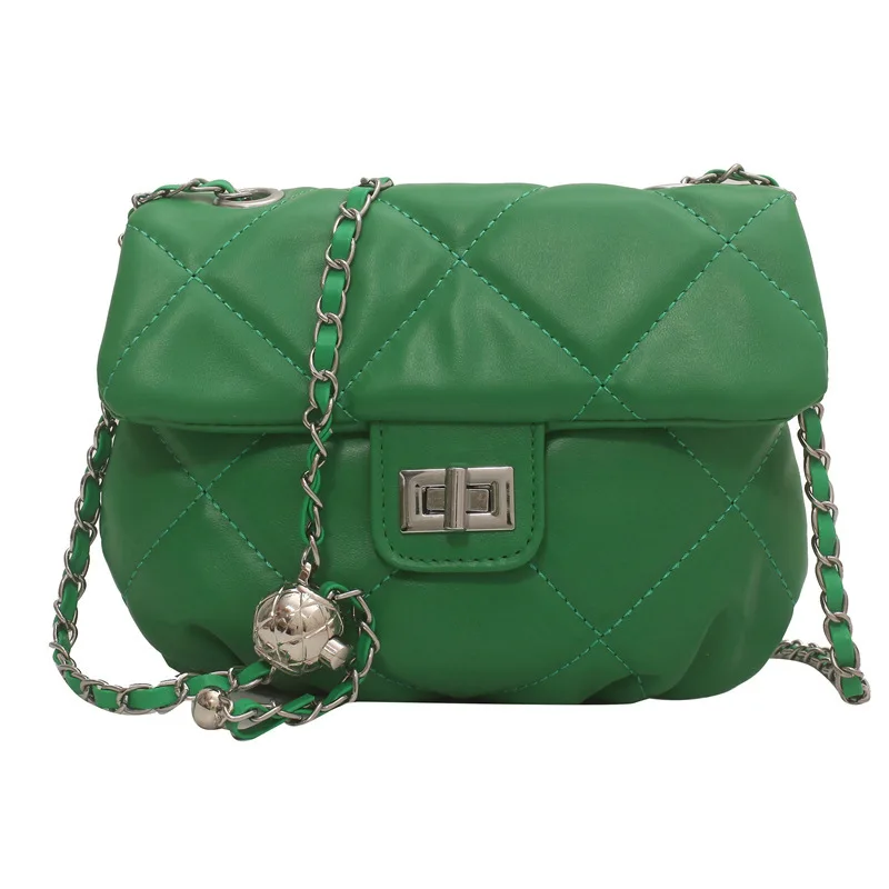 2022 latest lady small mobile bag metal chain plaid women coin purse Pu Leather Women lipstick phone purse