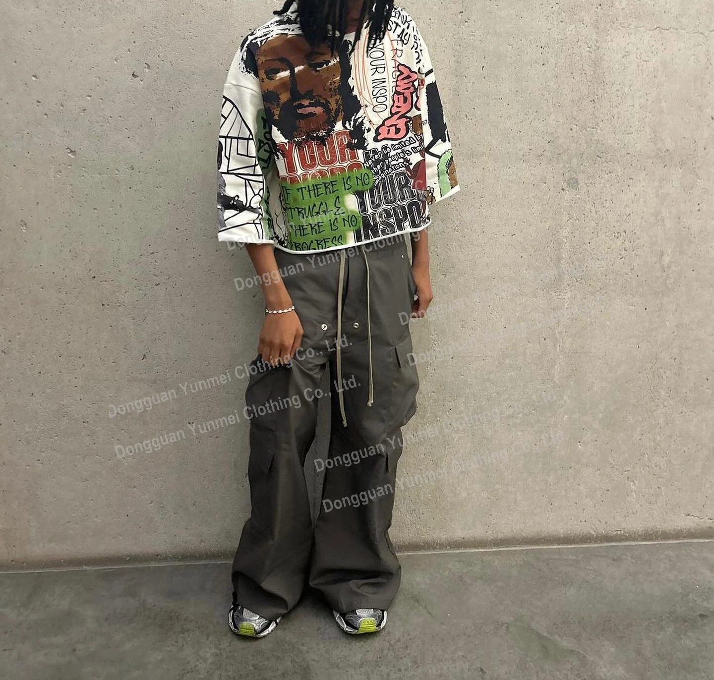 Custom Unisex graphic Print French Terry Tshirt Raw Hem Drop Shoulder Tee Oversize Crewneck Cropped Boxy Heavyweight T-shirt Men