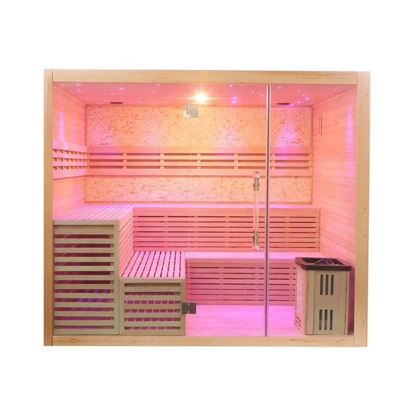 Wholesale Cheap Indoor Traditional 6 Person Wooden Sauna Room With Star Light