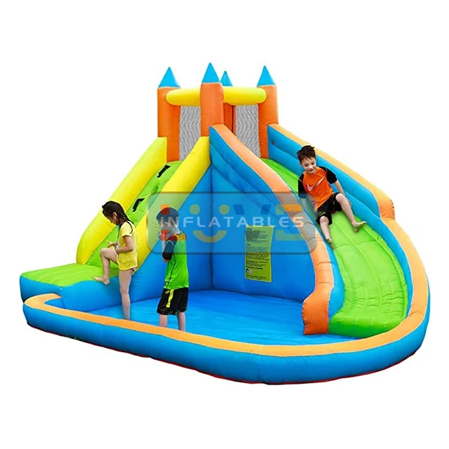 
Factory Backyard Water Slides Inflatable Water Slide With Splash Pool, Oxford Inflatable Dual Slides 