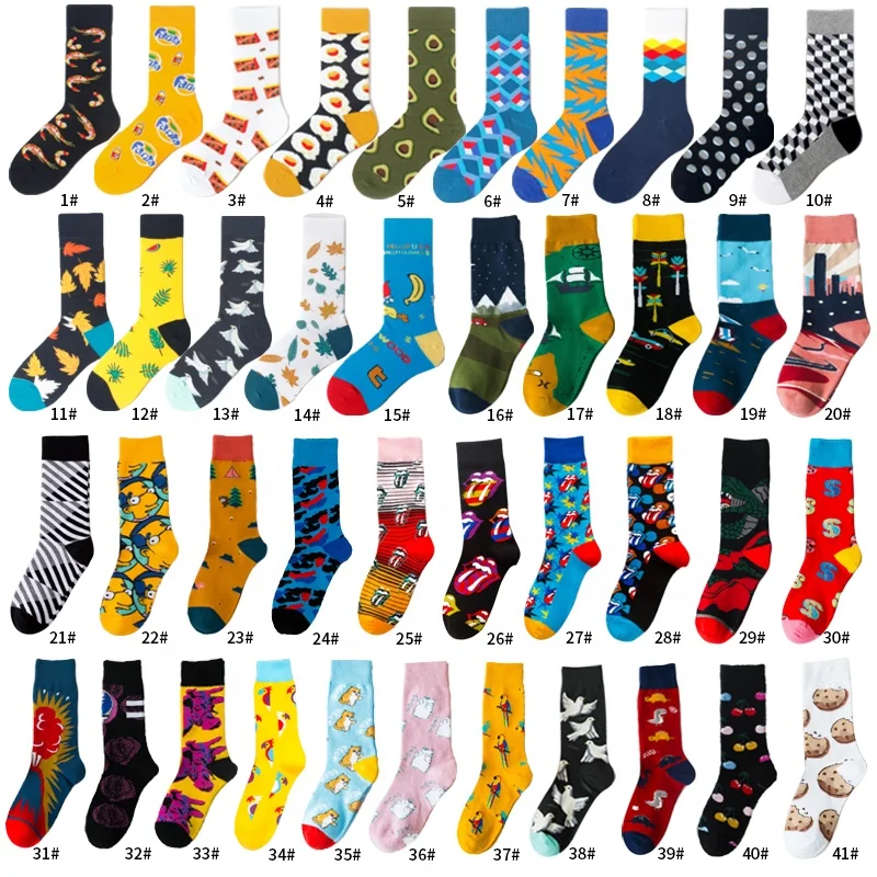 
Novelty Box Packaging Custom Cute Socks, Fashion Teen Tube Cotton Socks, Funny Mens Designer Socks 
