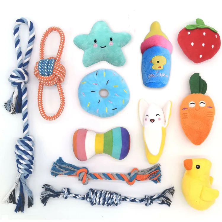 Custom Christmas Durable Cotton Rope Dog Toys 10 Pack Gift Set Free Assortment Pet Chew Dog Toy Set