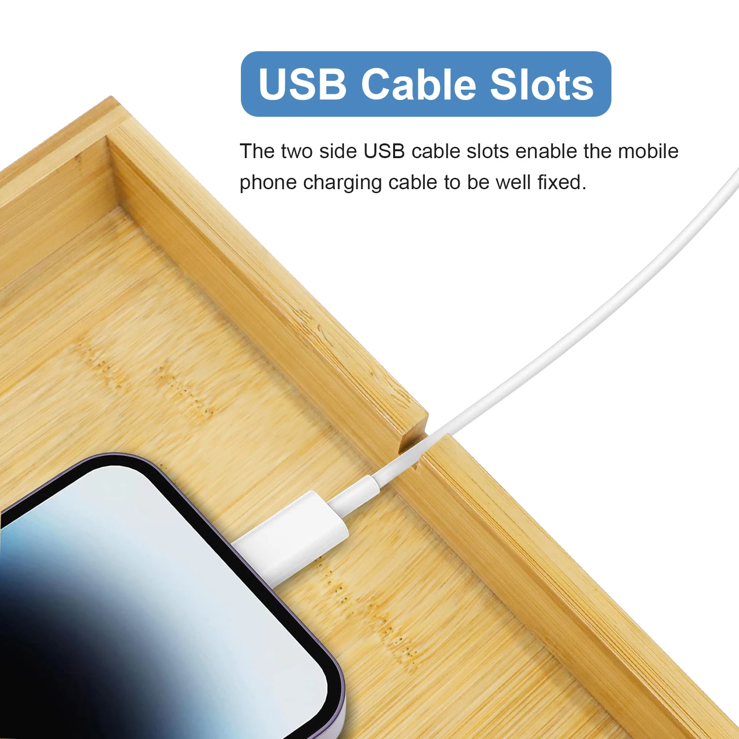 GL Home Furniture Removable Bamboo Bedside Shelf Table Adjustable Clip On Tray Living Room Storage Organizer Shelf