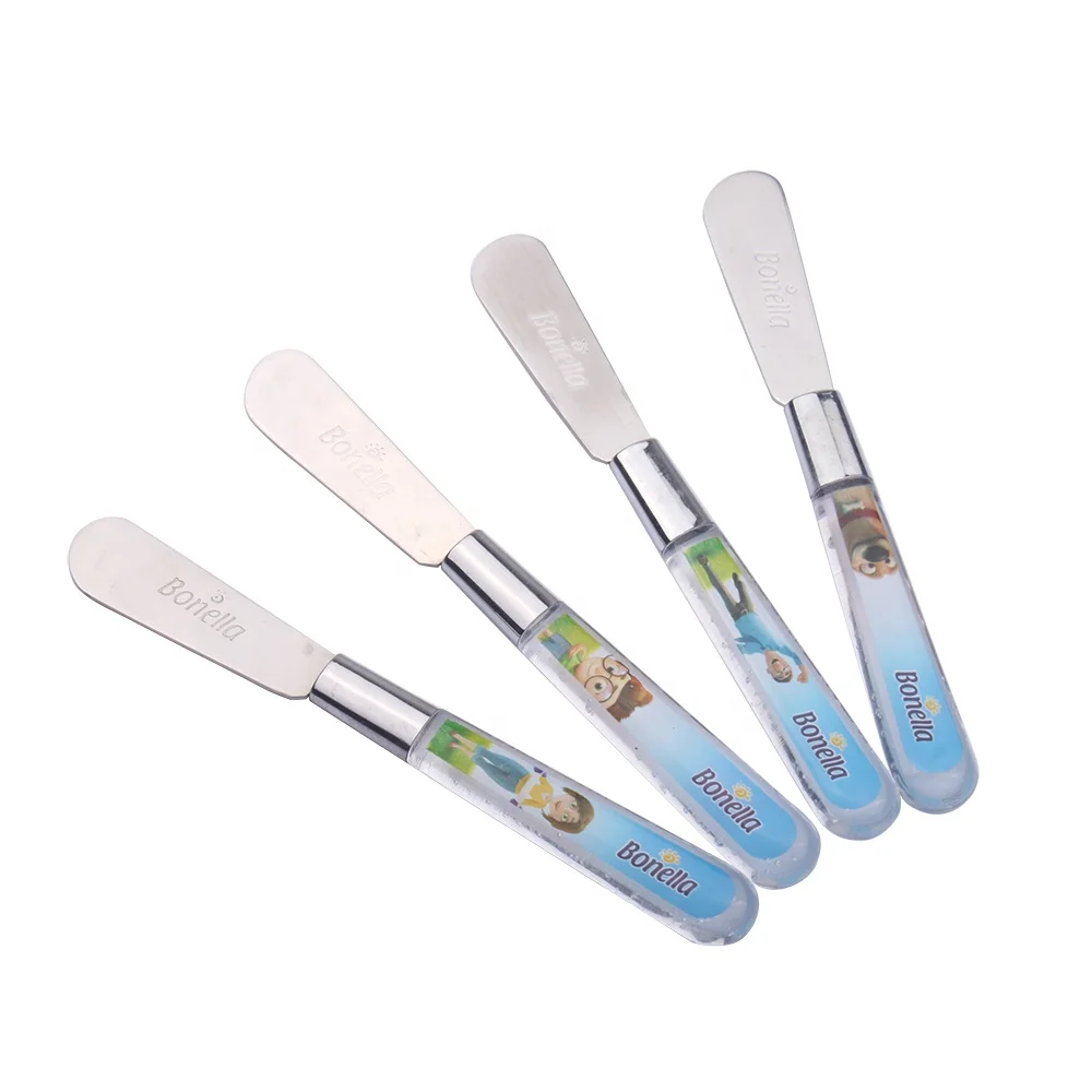 
Custom Colors Stainless Steel Cheese Blade Plastic Handle Children Butter Knife spreader 