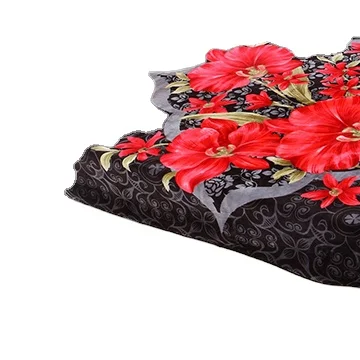 Super Soft Heavy Weight Floral Printed 2 Ply 1 Side Embossed Mink Blanket