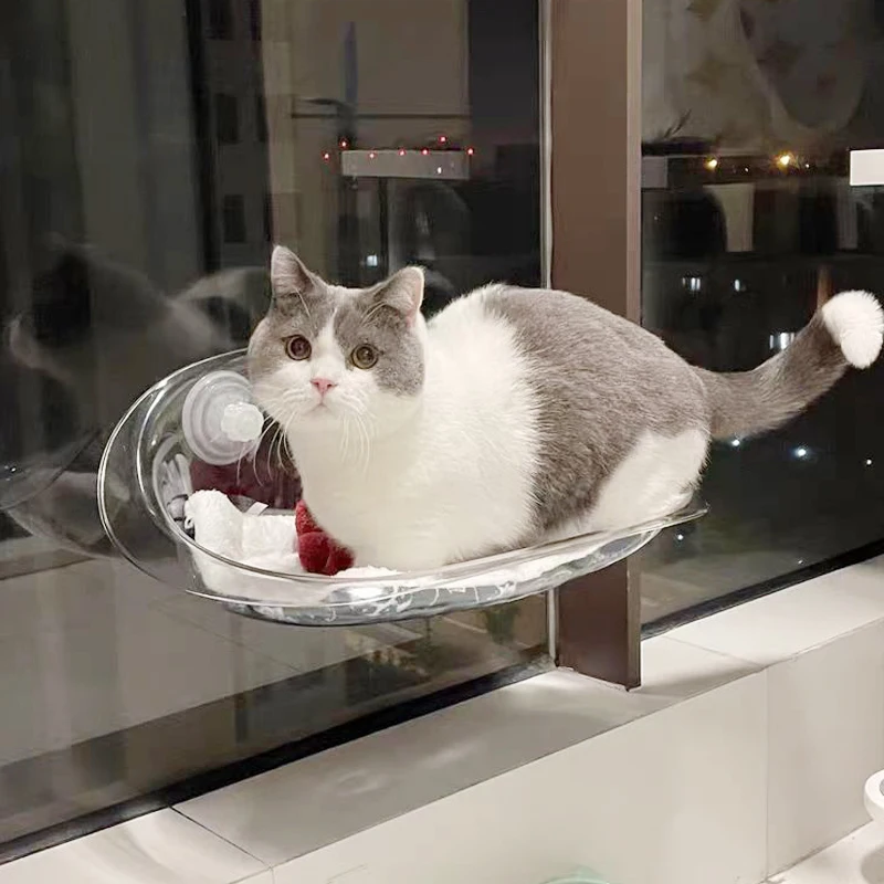 Cat Hanging Bed Comfortable Kitten Hammock Bed Transparency Cat Hammock for Window Perch