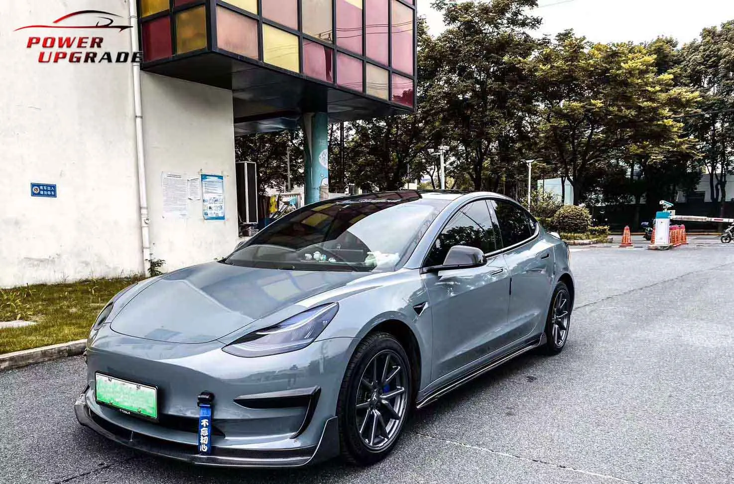 Carbon Fiber Front/Rear Lip Side Skirts Rear Diffuser Spoiler Rear Wing  V Style Body Kit For Tesla Model 3